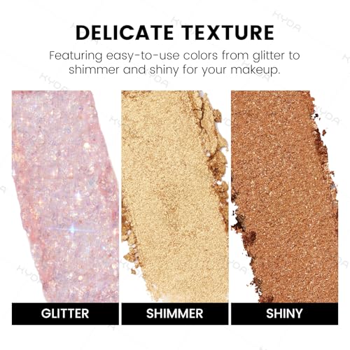 KYDA 10 Colors All Glitter Eyeshadow Palette, Sparkling Sequin Eyeshadow, Shiny Pearl Powder Eye Shadow, Multicolor Glitters Eyes Makeup, Pink Glitters Eyeshadsow Palette, Glitter Eyes Color