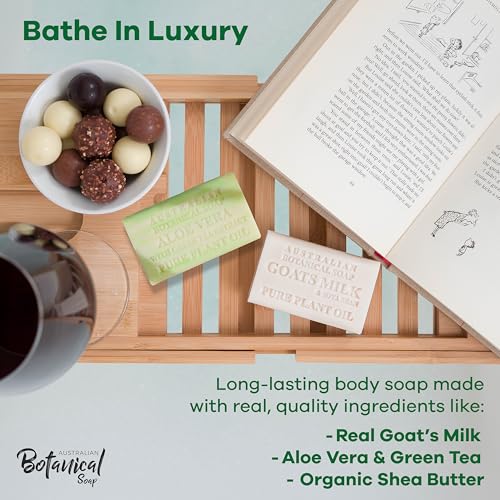 Australian Botanical Soap, Goat Milk Soap with Soya Bean | Aloe Vera Soap with Green Tea | Bundle of 8 Each, Organic African Shea Butter, Natural Soap Base for All Skin Types, 16 Bar Soap Bundle