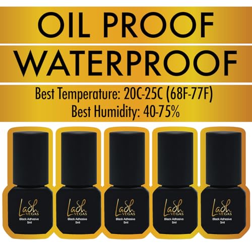 Black Lash Glue for Eyelash Extensions (5ml) ? 0.5-1 Sec Fast Drying Professional Eyelash Extension Glue with 6-7 Week Retention ? Oil and Waterproof Eyelash Adhesive