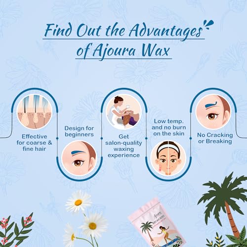Ajoura Hard Wax Beads 2-Pack: Cream Wax for Sensitive Skin, Chamomile Wax for Fine Hair Removal - Eyebrow, Facial, Body (Legs, Arms, Underarms, Bikini) (1lb each)