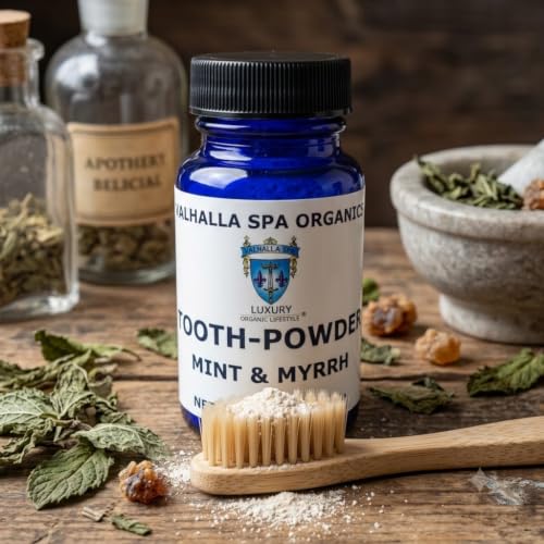 Valhalla Spa Peppermint & Myrrh Whitening Tooth Powder – 2 Pack, Fluoride-Free