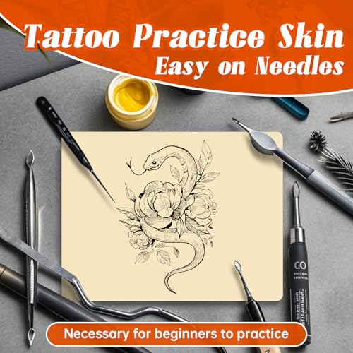 15pcs Tattoo Practice Skin Sheets 3mm Thick Fake Skin for Beginners & Pros