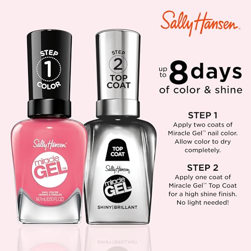 Sally Hansen Miracle Gel¢â, Rain-Glow, Long Lasting, Gel-Like Formula, No UV Lamp Needed, Pink Nail Polish