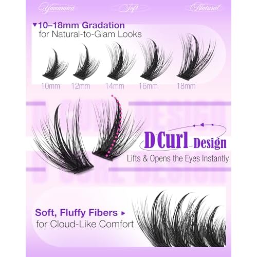 Spikes Lash Clusters Kit Wispy Manga Lash Clusters D Curl 10-18mm Anime Eyelash Clusters Fluffy Individual Lashes with Spikes DIY Lash Extension Kit with Bond and Seal and Lash Tweezers for Salon Look