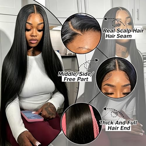 18 Inch Natural Black SIFULAN 13x6 HD Lace Front Wig with Baby Hair & 180% Density