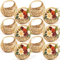 12 Pack Flower Girl Baskets with Handle - Rustic Wicker Wedding & Party Decor - 6.7 x 6.5 x 4.3 Inches - Natural