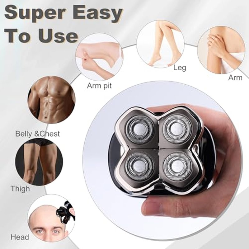2Pack Pro 4 Shaver Replacement Heads Compatible with Skull Pitbulls Gold PRO, Silver PRO, Platinum PRO Head Shavers, Electric Shaver Half Head for Men/Women (2 PACK FOUTE)