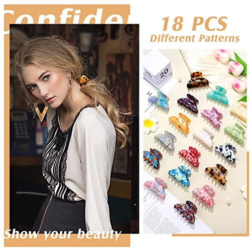 Medium Hair Claw Clips Set - Non-Slip Strong Hold for Women, 18 Pieces
