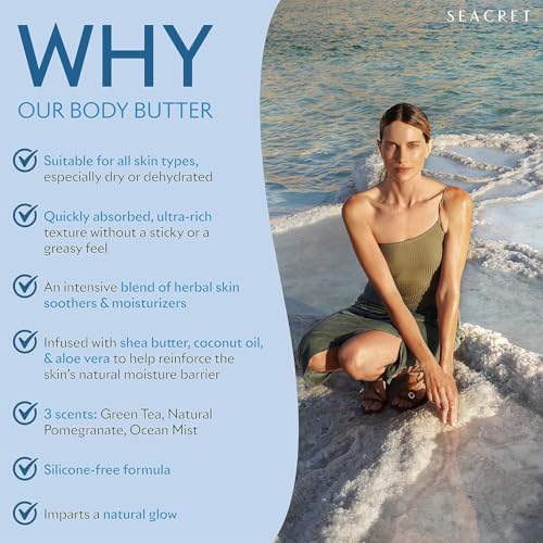 Ocean Mist Dead Sea Body Butter - Ultra-Rich Shea & Coconut Oil Moisturizer for Dry Skin