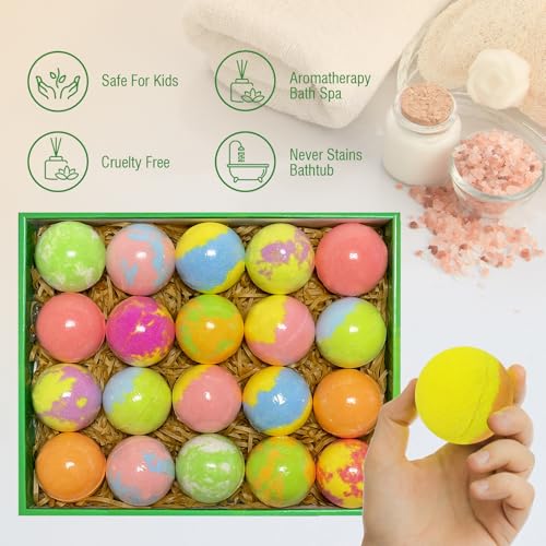 Kids Bath Bombs with Surprise Toys - 20 Pack Natural Handmade Bubble Fizzy Set