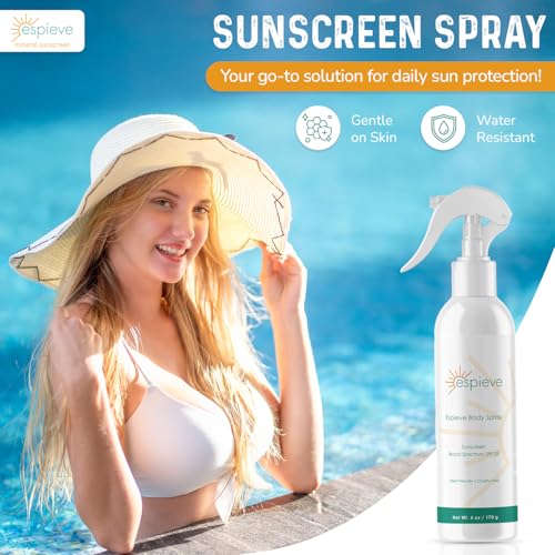 SPF 25 Sunscreen Spray for Face & Body Water-Resistant & Reef Friendly 6 oz