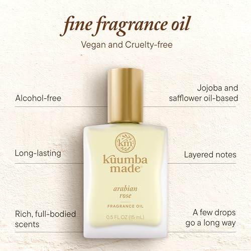Kuumba Made Arabian Rose Fragrance Oil, Long-Lasting Small-Batch Perfume Roller, Vegan, Alcohol-Free, 0.5 oz
