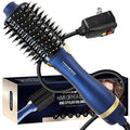 Blue Round Hair Dryer Brush - 1200W Hot Air Volumizer for Women Styling