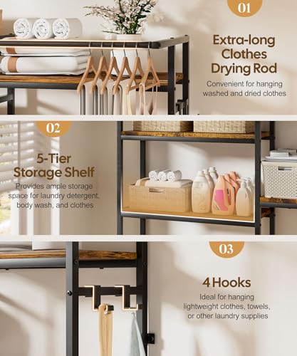 Over Washer and Dryer Storage Shelf - Heavy Duty 5-Tier Organizer