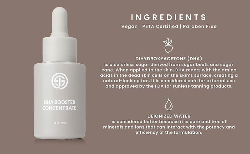 DHA Booster Drops for Sunless Tanning - 50% Concentrate, Natural Dark Tan Additive