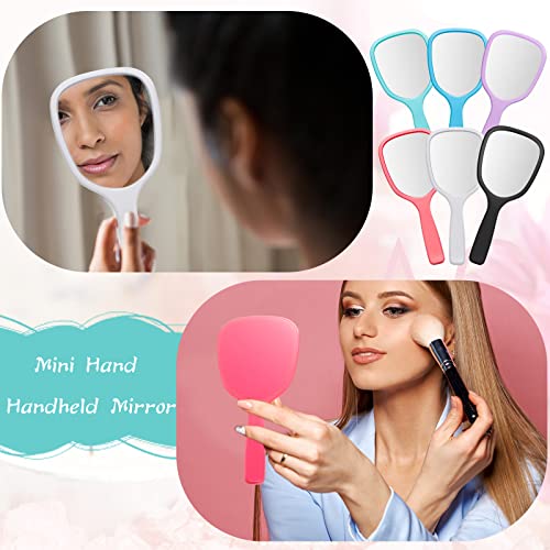 36Pcs Small Handheld Mirrors with Handle - 6 Bright Colors for Makeup & Travel - Vinsot