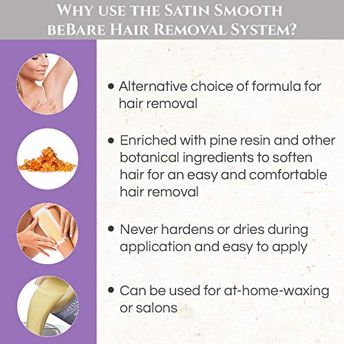 Satin Smooth Bebare Hair Removal System 16 oz. - Gentle Non-Wax Depilatory for Sensitive Skin