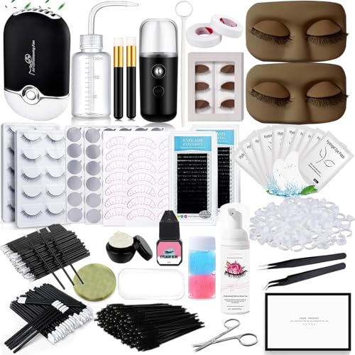 Lash Extension Kit for Beginners - Black C Variation with Eyelash & Practice Face