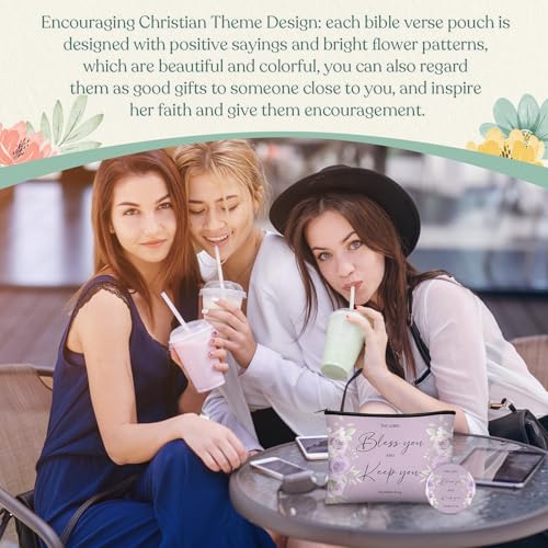 Vintage Christian Gift Set for Women - Religious Gift Bulk with Bible Verse Makeup Bags & Mirrors