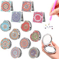 12-Piece Portable Folding Makeup Mirror Set with Diamond Art Design, Compact Handheld Mirrors for Women