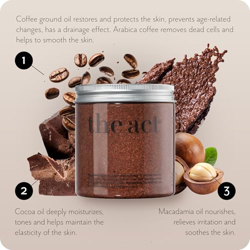 Coffee & Cocoa Body Scrub - Salt Exfoliant with Vitamin E, 10.58 Oz - Variation of Cocoa & Coffee