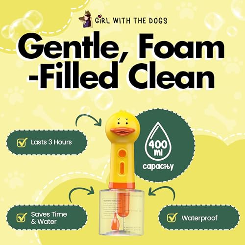Electric Shampoo Dispensing Foaming Duck by Girl With The Dogs ? Fun Foaming Soap Dispenser for Dog Grooming, Cat Supplies, Kids Bathroom Set & Bathroom Accessories ? Shampoo Pump Dispenser