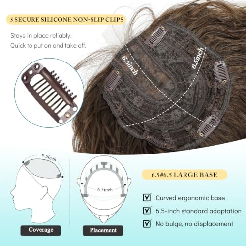 Curly Clip-In Hair Topper for Thinning Hair Women - 16 Inch Dark Espresso Brown - Natural Volume & Coverage