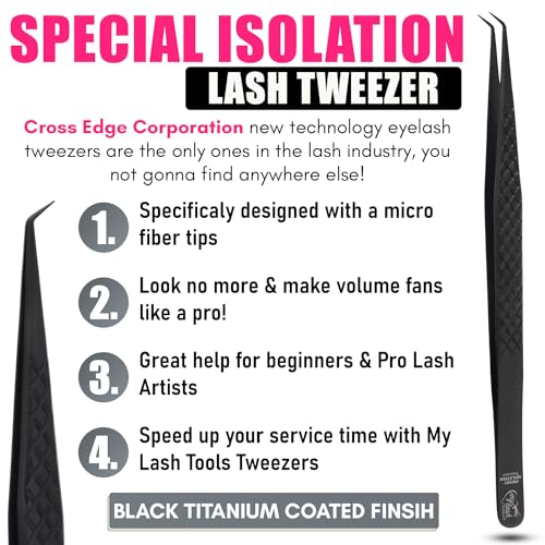 CEC isolation tweezers eyelash extensions Curved Degree Tweezers for Isolation Lash Extensions 14cm Best for Individual Isolation & Classic Lashes Japanese Stainless Steel Eyelash Twisers (Black)