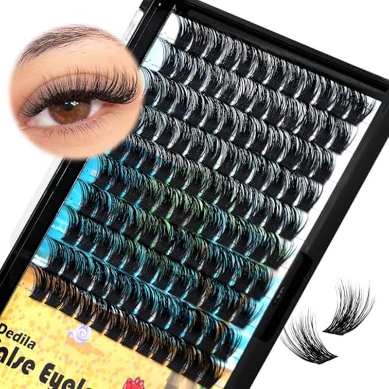 Dedila120Pcs 8-20mm Available Handmade D Curl Wide Stem Individual False Eyelashes Cluster Eyelash Extensions Dramatic Look Volume Eye Lashes Set Home DIY Lashes (16mm)