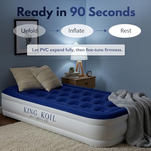 Blue Twin Air Mattress with Built-in Pump - 20 Inch Raised Inflatable Bed