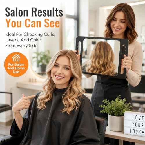 3 Pack Unbreakable Portable Makeup & Handheld Mirror with Double Handles - Large Salon Tray Mirror for Stylists & Barbers - Variation 3