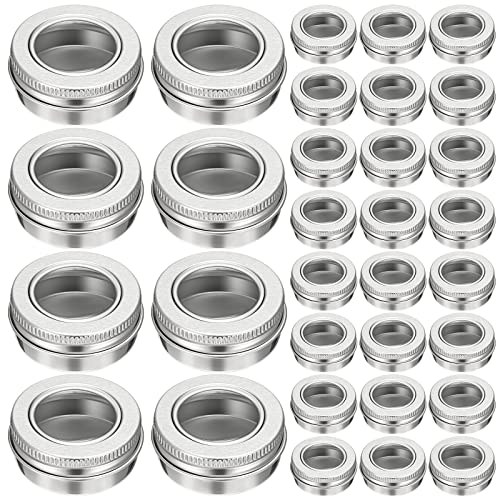 50 Pcs Aluminum Refillable Cosmetic & Lip Balm Containers 1 oz - Clear Top Screw Lid