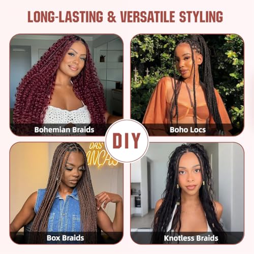 Auburn Ginger Deep Wave Human Braiding Hair - 18 Inch, 50G, 1 Pack, Brazilian Virgin, No Weft, Wet & Wavy Boho Braid Extensions