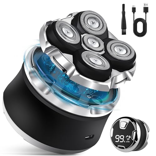 Toncoke Waterproof 5D Head Shaver for Men - Cordless Electric Razor with LED Display, 2 Speed Modes, USB-C Charging, Wet & Dry Use
