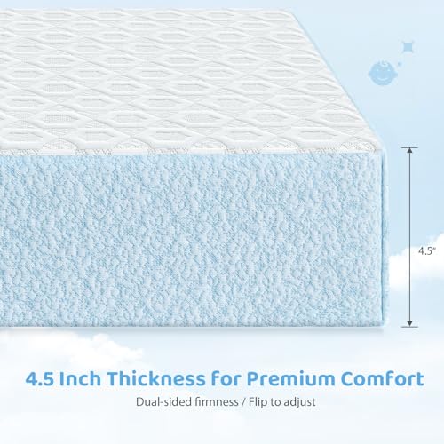 Dual-Sided Gel Memory Foam Toddler Crib Mattress 52 x 27.5 x 4.5 Inches
