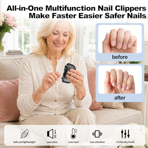 Electric Nail Clippers Trimmer with Storage - Black - Adjustable Speed