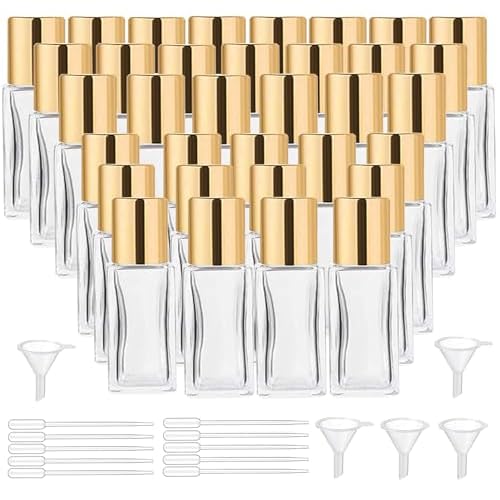 wifreo 40 Pcs 5 ml Glass Roll On Bottle for Essential Oils, Clear Perfume Sample Bottles with Stainless Steel Roller Ball, Portable Practical