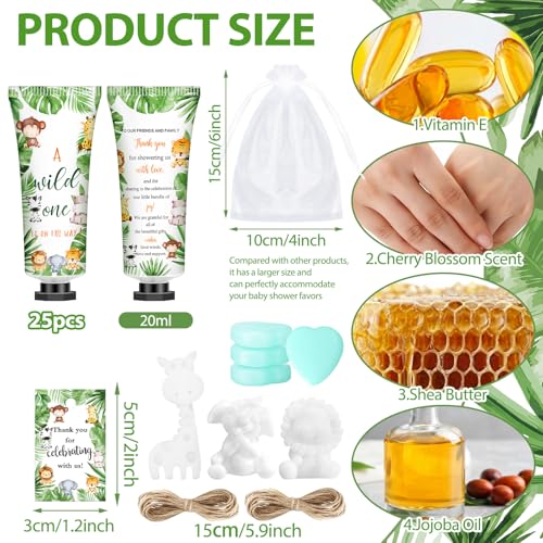 25 Pcs Safari Animal Baby Shower Favors Set - Honeycomb Soaps & Hand Cream - Variation: 25 / Safari Animal