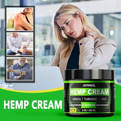 8oz Natural Hemp Cream with Arnica & Turmeric - Pain Relief Gel, Pack of 1