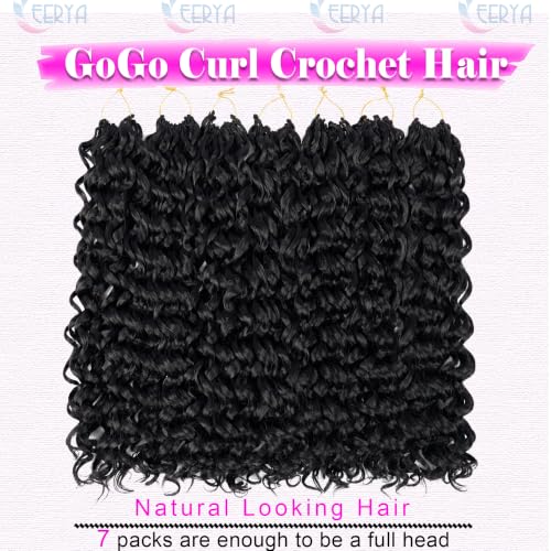 EERYA 24 Inch 7 Pack GoGo Curl Crochet Hair Deep Wave Beach Curl Synthetic Extensions