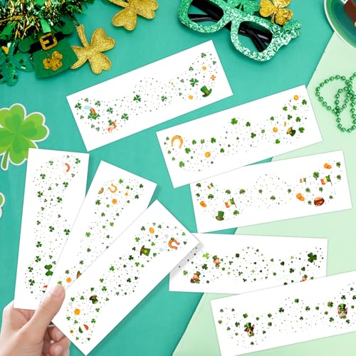 Konsait St Patricks Day Face Tattoos ? Gold Leprechaun Shamrock Freckles Makeup Tattoo Kit for St. Patrick's Day, Parade, Festivals Style & Accessories