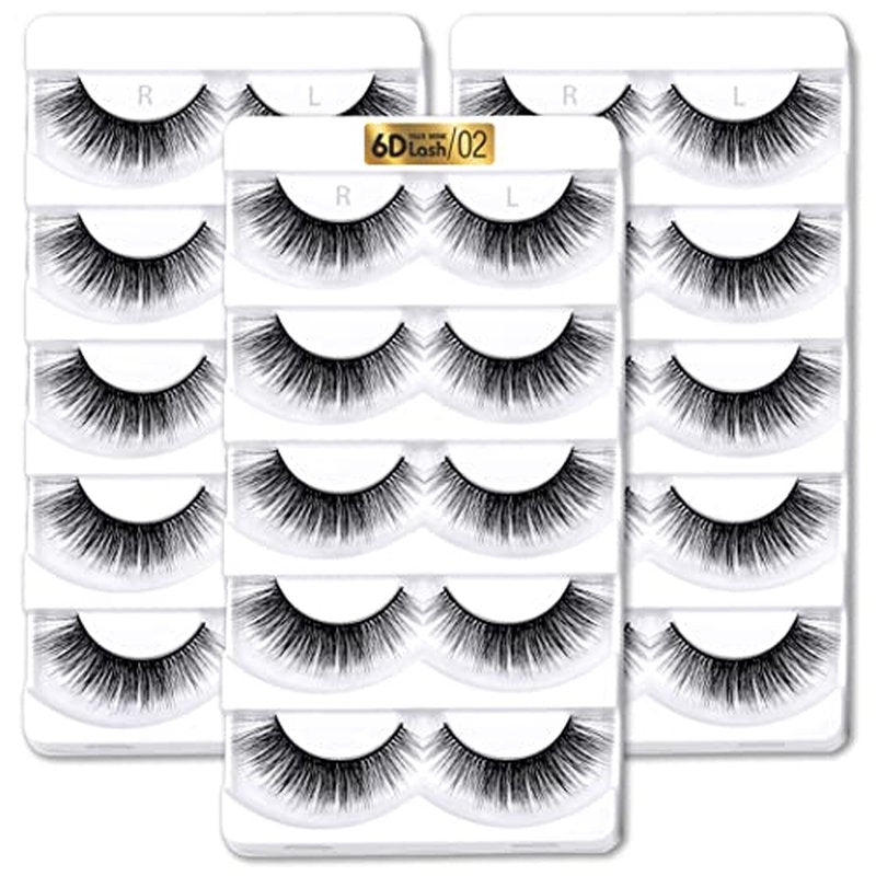 Aillen False Eye Lashes - Strip Lashes,6D Fluffy Volume & Natural Look Fake Eyelashes | Soft Reusable Faux Mink Lashes Pack