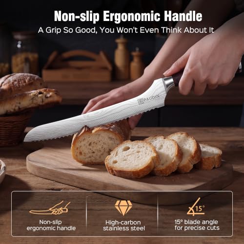 10-Inch Offset Sourdough Bread Knife with Serrated Blade & Gift Box