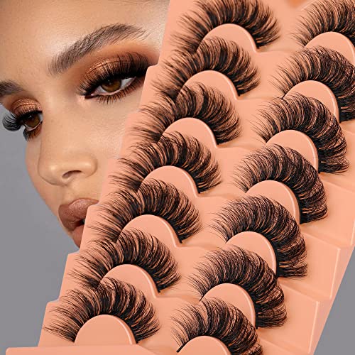 JIMIRE Mink Lashes 18MM Fluffy 6D Wispy False Eyelashes Volume Thick Dramatic Fake Lashes Natural Look Like Eyelash Extensions Pesta?as 7 Pairs Pack