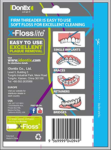 Dental Floss for Implants & Braces - Thinner, Soft, Elastic Floss Lite Blue