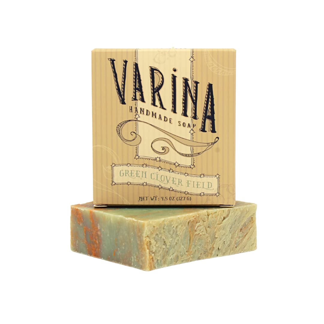Varina Natural Green Clover Field Bar Soap - Gentle Cleansing for Sensitive Skin, Fresh - 3 Pack