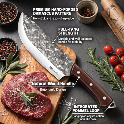 14PCS Auspicious Cloud Butcher Knife Set with Roll Bag - Hand Forged High Carbon Steel