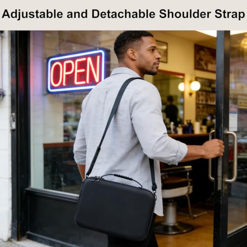 Professional Barber Carrying Case with Compartments and Shoulder Strap - Black