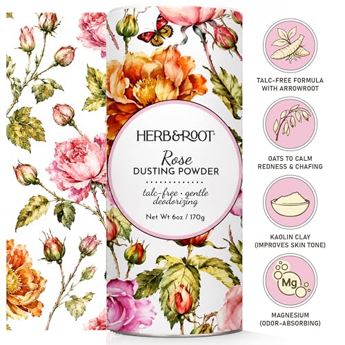 Herb & Root Rose & Vanilla Body Powder Gift Set - Talc-Free, Full Size, Pack of 2