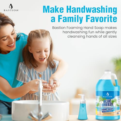 Bastion Blue Breeze Antibacterial Foaming Hand Soap Bulk Refill 128 oz – 1 Gallon, Rich Moisturizing Lather